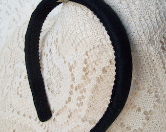 Narrow Linen Headband Black fabric well made