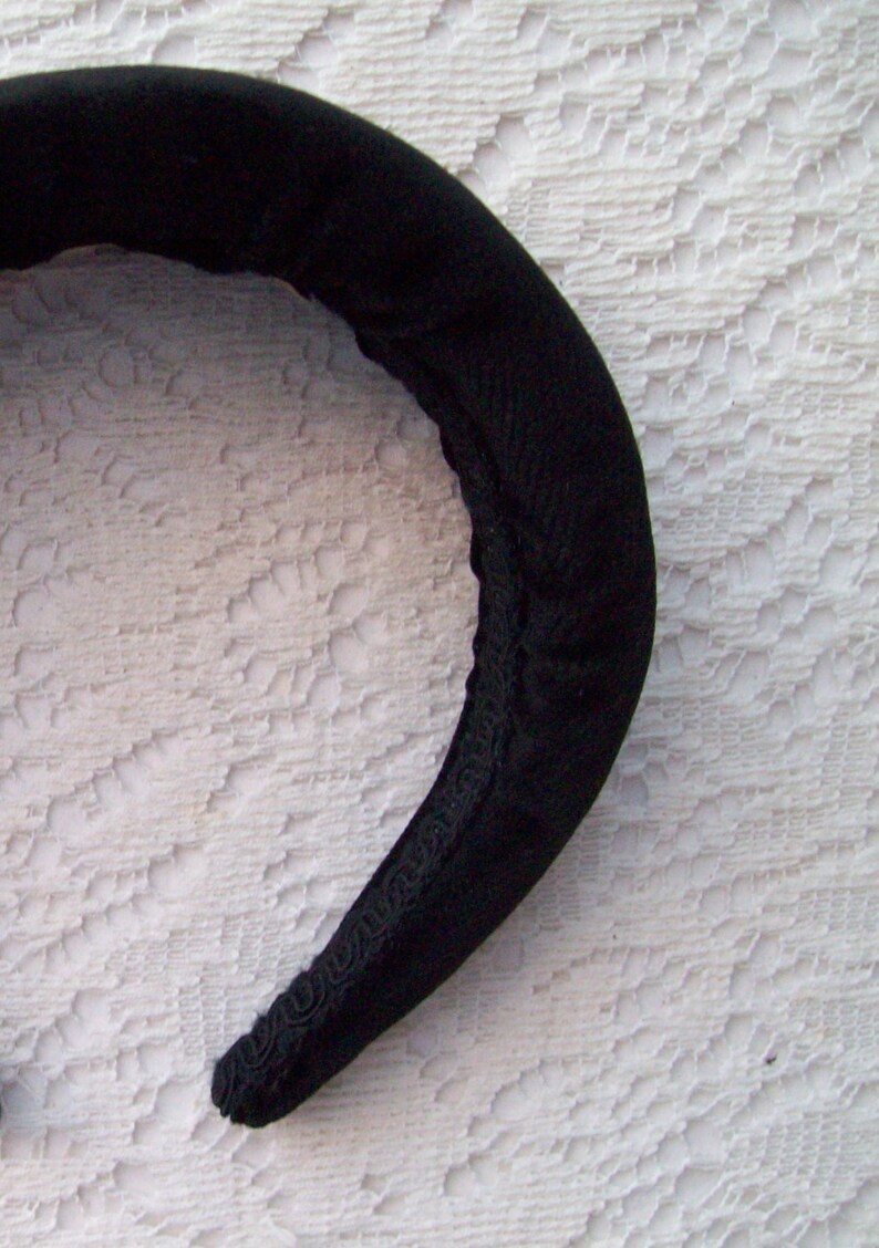 Wide Padded Headband Black Velvet Etsy