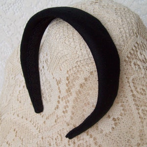 plain black hairband linen fabric image 1