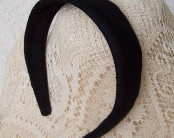 plain black hairband linen fabric