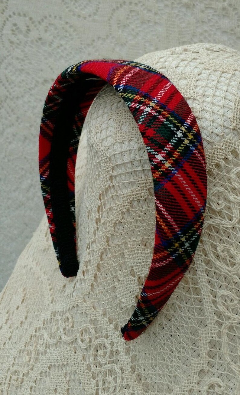 Red tartan headband traditional Etsy