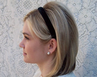 Narrow Classic Black Velvet Headband Preppy