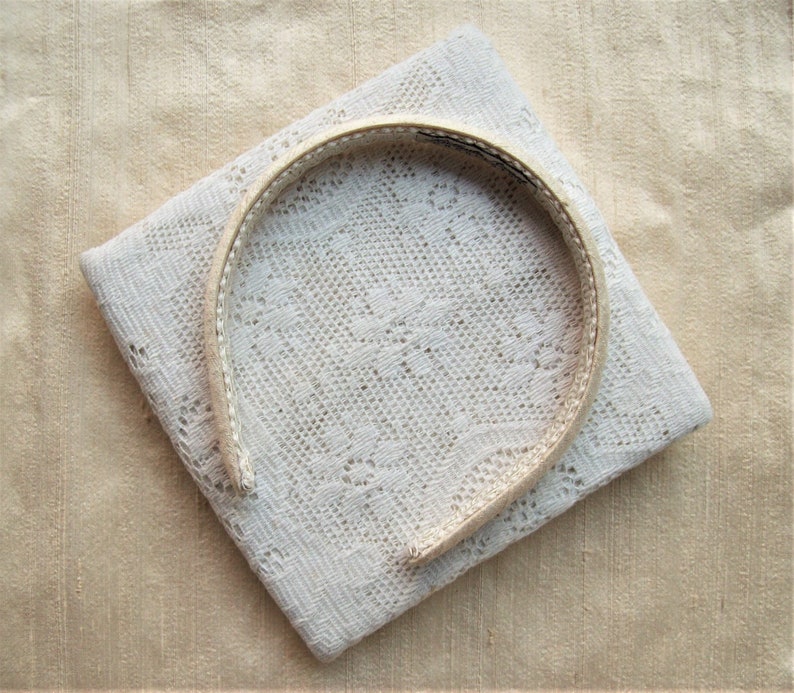 cream silk headband image 1