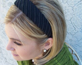 Preppy Black Corduroy Headband Classic