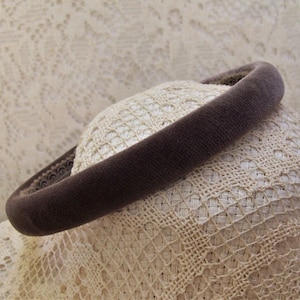 cotton velvet headband narrow taupe