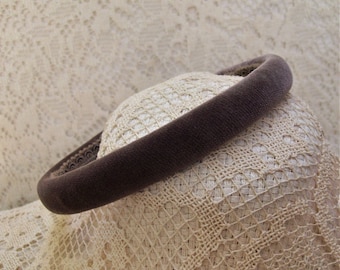 cotton velvet headband narrow taupe