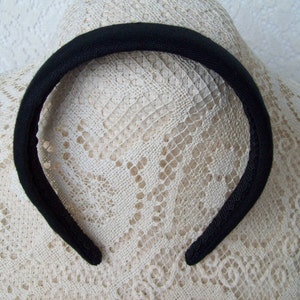 plain black hairband linen fabric image 5