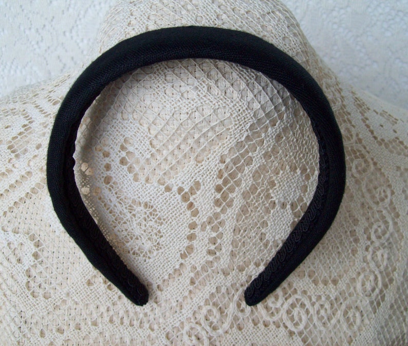 plain black hairband linen fabric image 5