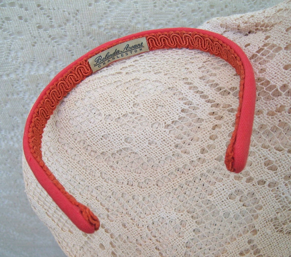Orange linen headband narrow Etsy