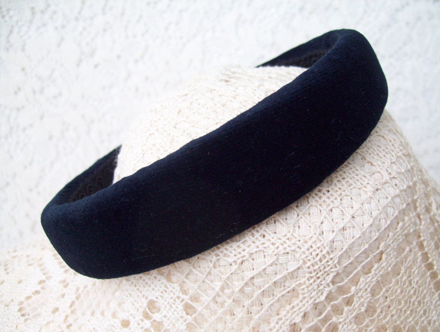 Navy Blue Velvet Headband Etsy