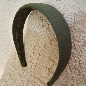 olive green linen hairband