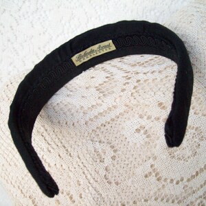 plain black hairband linen fabric image 3