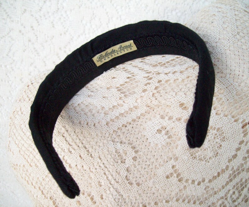 plain black hairband linen fabric image 3