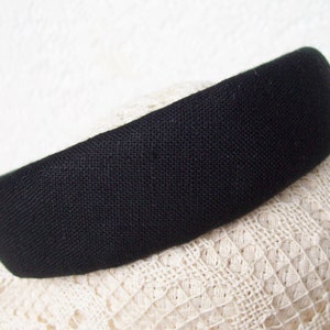 plain black hairband linen fabric image 2