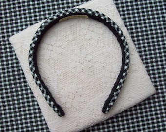 Gingham Plaid Headband black and white