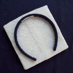 blue linen headband narrow