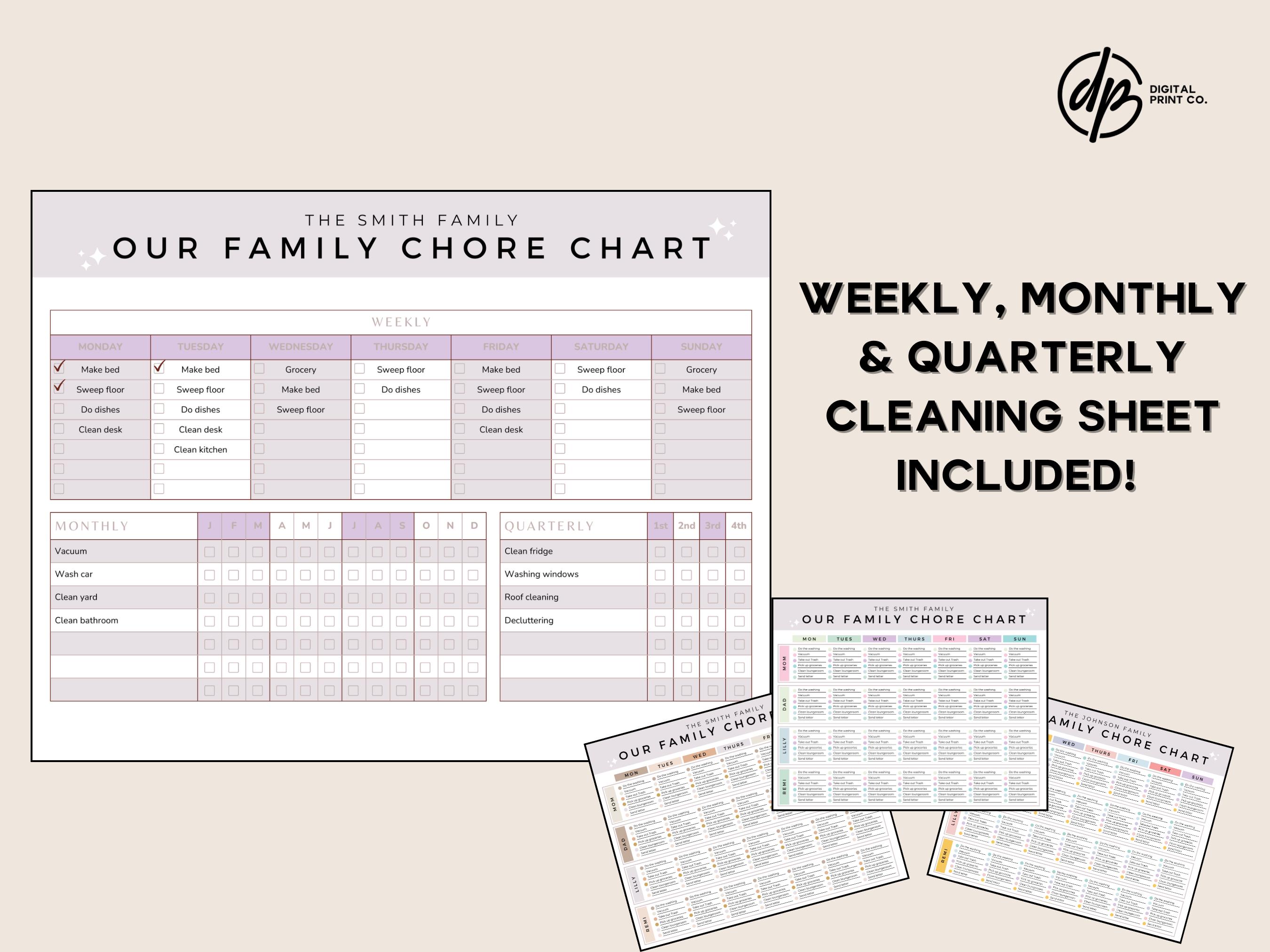 Editable Family Chore Chart: Customizable Household Task Tracker (canva ...