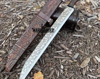 Machete/cuchillo Kukri Seax de acero D2 forjado a mano, con grabado gratuito