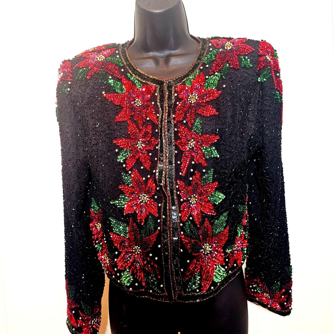 VTG Laurence Kazar New York Women's Beaded Sequin Evening Jacket – Medium