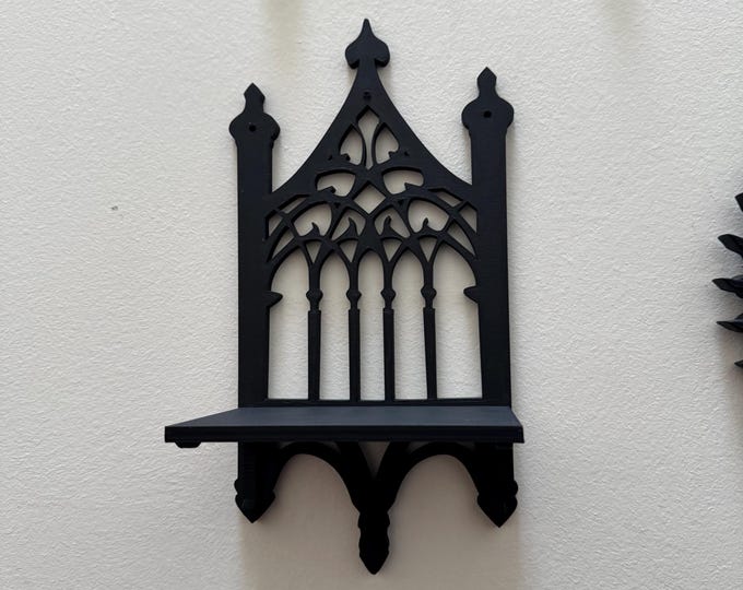 Gothic Shrine Wall Shelf – Dramatic Black Display Shelf for Rituals ...