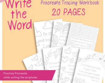 Write The Word Procreate Tracing Workbook / Procreate Brush /. Lettering Workbook / Scripture Tracing / with bonus procreate brush