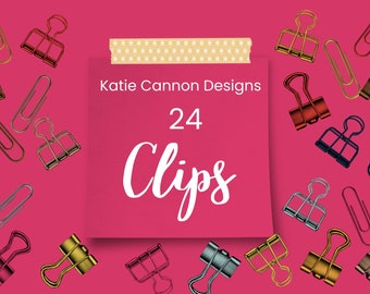 Digital Paper and Binder Clips 24 hi-resolution PNG Files