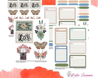 Kit di abbellimenti per journaling con ispirazione floreale - PDF stampabile