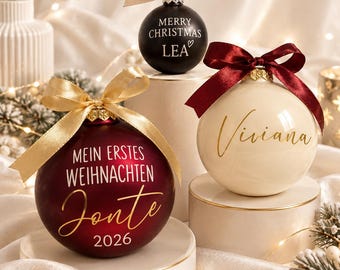 Personalisierte Weihnachtskugel aus Glas 6cm, 8cm & 10cm geplottet | Christbaumkugel mit Name | Weihnachtskugel mit Wunschdesign