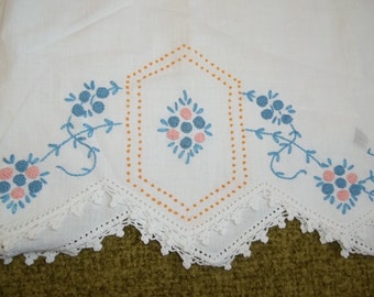 Blue and pink beautiful vintage pillowcase