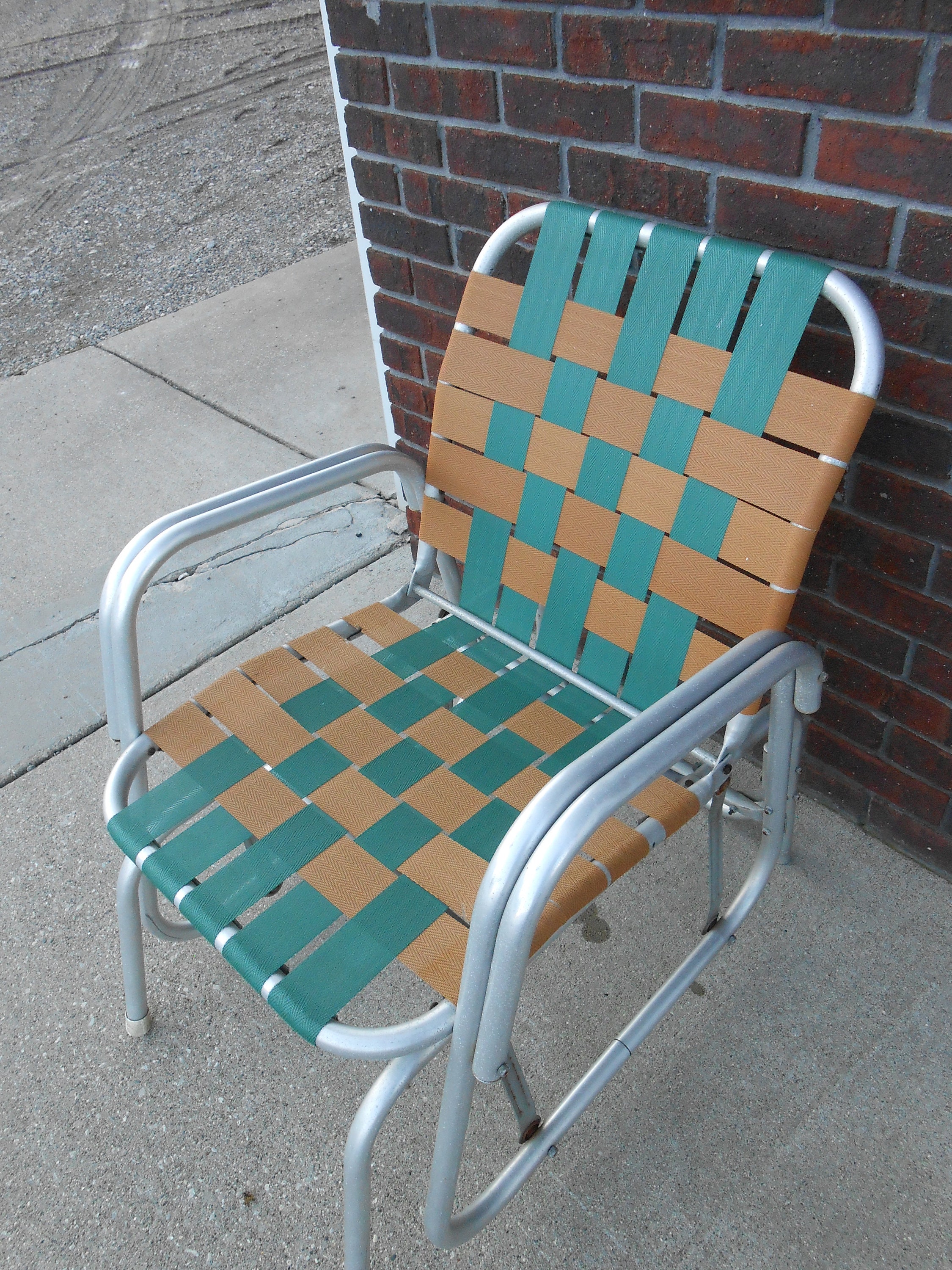 Vintage Mid Century Aluminum Glider Porch Patio Chair Etsy