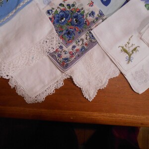 One dozen beautiful vintage hankies Shades of Blue and white, perfect for a wedding image 5