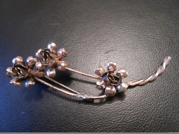 Vintage  Sterling Rose Brooch, Long Stemmed Rose … - image 4