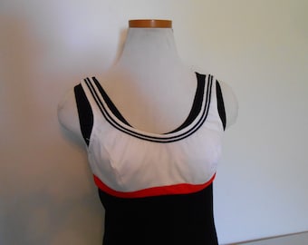 Vintage Nautical bathing suit top, sailor crop top, Playsuit Beach Pool Wear, Retro Pin Up Rockabilly, Sailor Top Sun Top Bustier Bikini