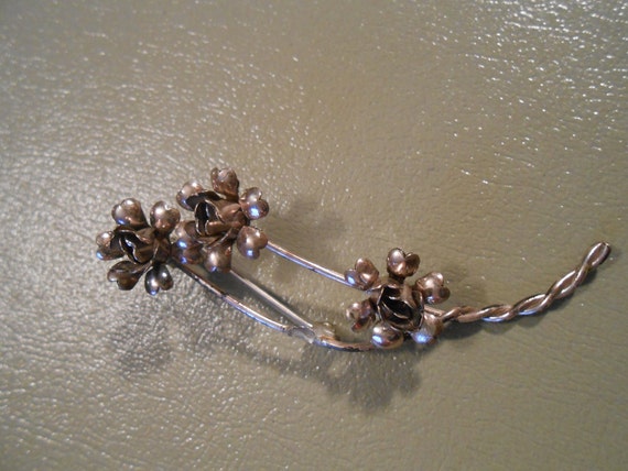 Vintage  Sterling Rose Brooch, Long Stemmed Rose … - image 5