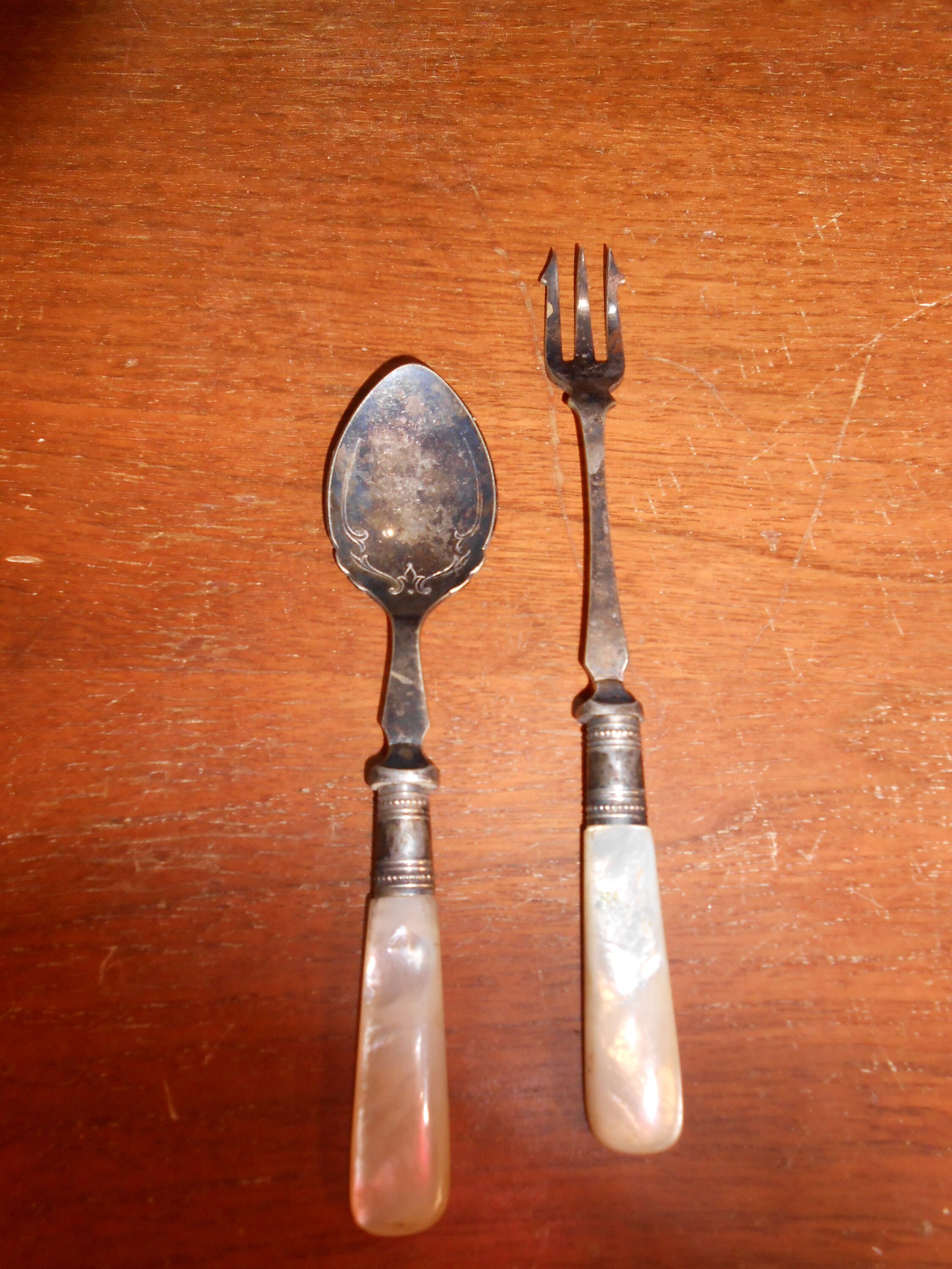 Antique Pickle Fork & Jam Spoon Mother of Pearl Handles Etsy