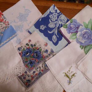 One dozen beautiful vintage hankies Shades of Blue and white, perfect for a wedding image 4