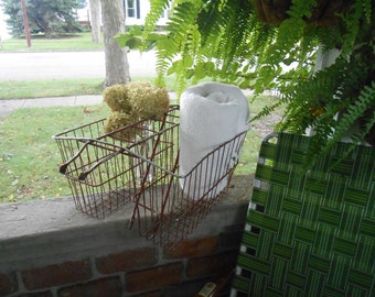 Vintage Bicycle Basket, Bicycle  Basket, Vintage Bike Basket, Wire Bike Basket, Wire Saddlebag Basket, Wine Carrier