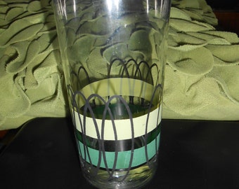 Mid Century Shades of green  Glass High Ball Tumbler Boomerang