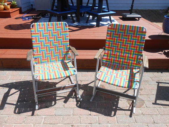 Retro Rainbow Rockers Webbed Rockers Mid Century Lawn Chairs