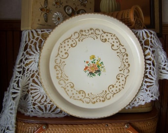 Vintage cream and gold tray