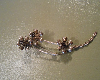 Vintage  Sterling Rose Brooch, Long Stemmed Rose Pin, Silver Rose Brooch, Vintage Brooch, Vintage Jewelry, Silver Jewelry