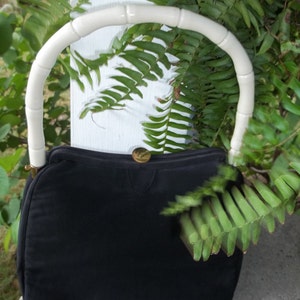 Vintage Mel-ton Black Faille handbag with Bakelite handle