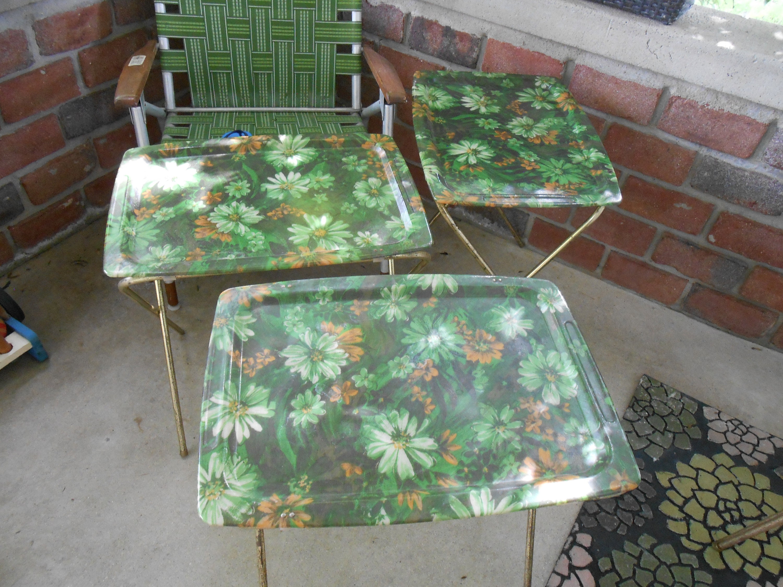 60s Mod Fiberglass TV Tray Tables Set W/ Retro Flower Power Etsy