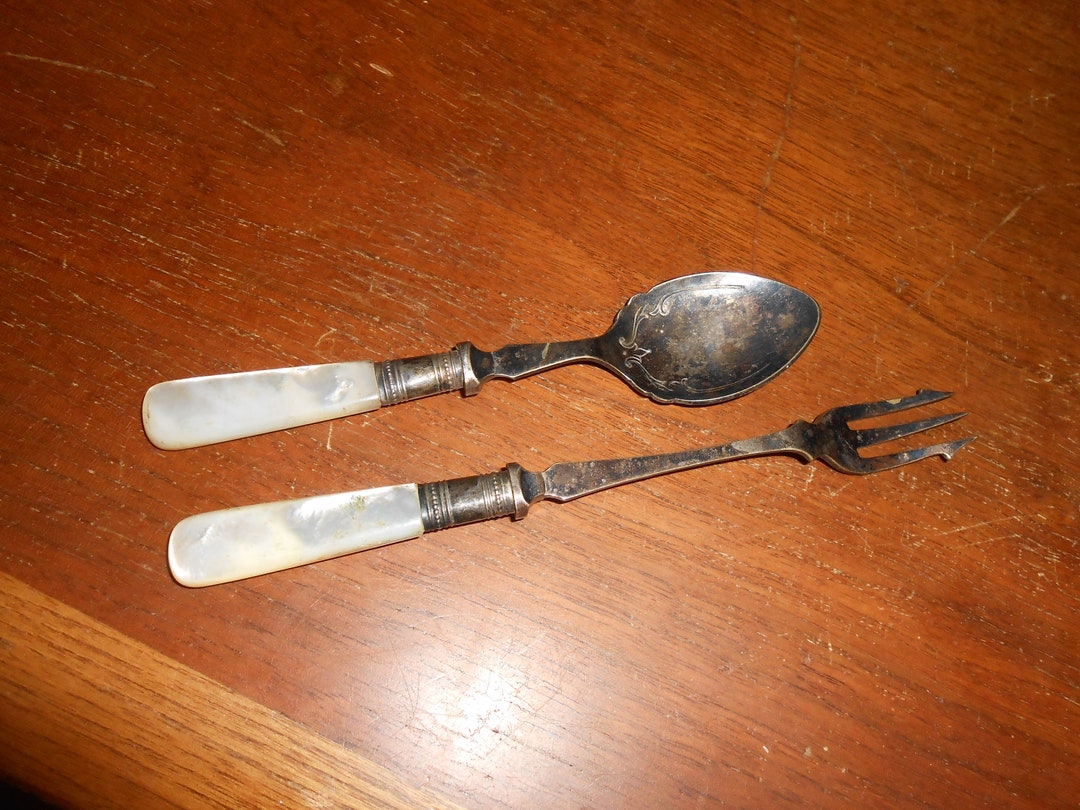 Antique Pickle Fork & Jam Spoon Mother of Pearl Handles Etsy
