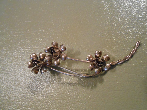 Vintage  Sterling Rose Brooch, Long Stemmed Rose … - image 3