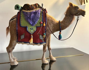 Needle felted camel, Camel, wool felt sculpture, wool nativity camel, needle felted animal, Nativity scene