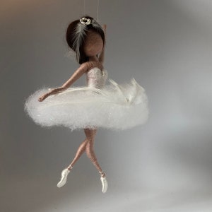 Needle felted doll, Waldorf inspired, ballerina, White dress, Swan Lake, wool doll, wool ballerina, Felted doll, art doll