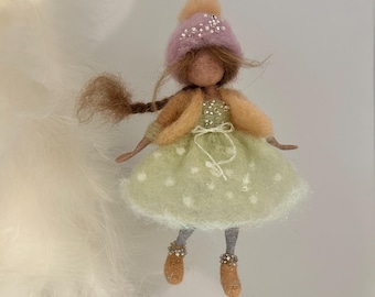 Needle felted doll, Waldorf inspired, felted doll, felted fairy, Christmas doll, Christmas decor, Christmas gift, wool doll, doll miniature