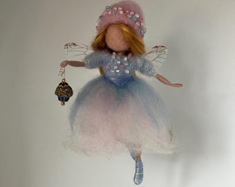 Needle felted fairy, Waldorf inspired, felted fairy, Fairy, wool fairy, Wool doll, children room, gift, felting, nursery, lantern