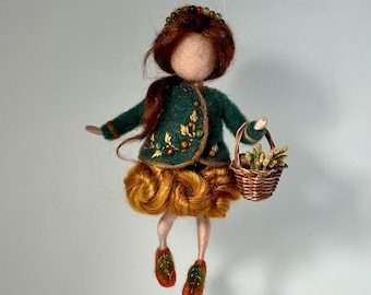 Needle felted fairy, Waldorf inspired, felted fairy, wool fairy, wool doll, art doll, autumn, felting, fairy, children room, gift